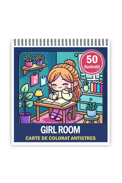Mini carte de colorat, 50 de ilustratii Girl Room, 106 pagini