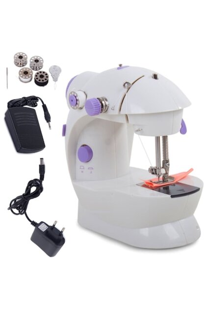 Set mini mașină de cusut electrică cu accesorii, control automat al cusăturii, reglare a firului, 18,5