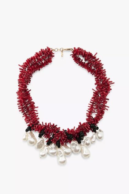 Zr Model Coral Tip Pearl Necklace 52cm