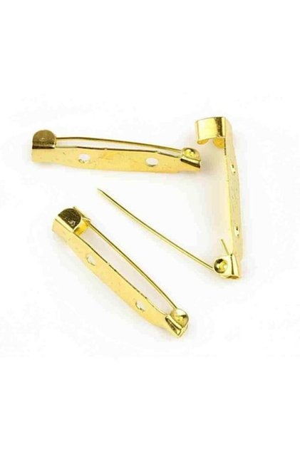 Set ace brosa drepte, cu doua gauri, 2.5 cm, auriu, 100 buc