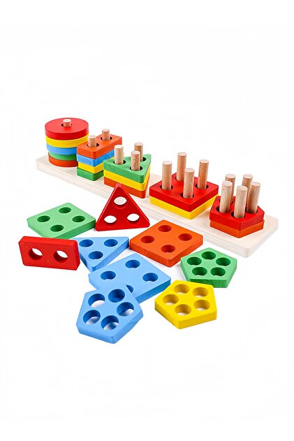 25 Piece Wooden Educational Shape Sorter Preschool Toddler Toy Game Set For Kids