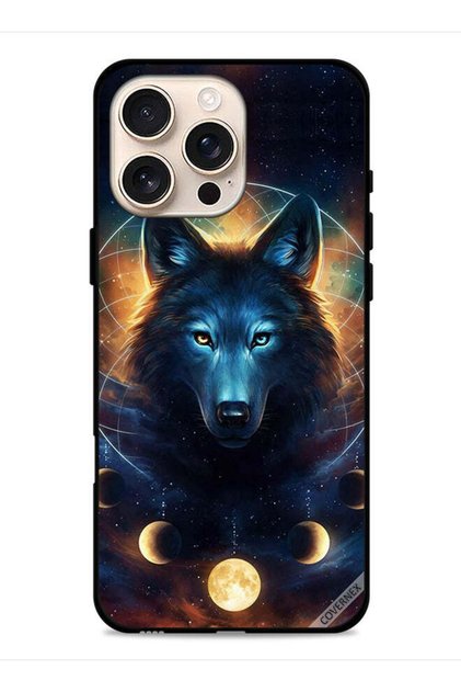 غطاء حماية لجهاز Apple iPhone 16 Pro Max بتصميم ذئب في الفضاء