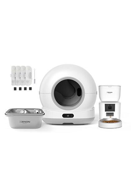 Xenon Smart Akıllı Otomatik Kedi Tuvaleti, Mama Kabı ve Çelik Su