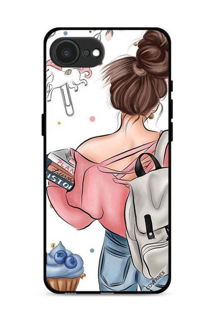 غطاء حماية لجهاز Apple iPhone 16e بتصميم كتب وفن يد فتاة
