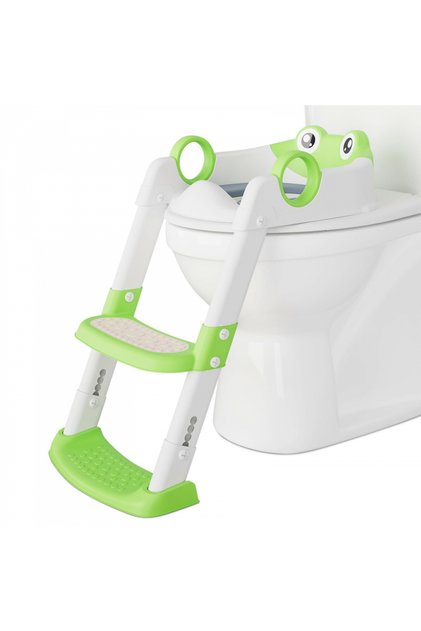 Детска тоалетна седалка Green Frog, сгъваема, с мека, сваляща се PU седалка, регулируема височина