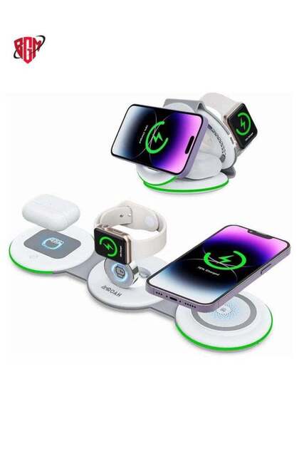 3 in 1 Wireless Charger Foldable Pad, 18W Fast Magnetic All in One Travel Charging Station with
