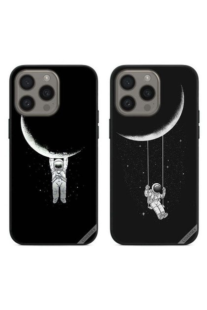 حافظتان لهاتف Apple iPhone 15 Pro Max، أغطية حماية بتصميم رائد فضاء متأرجح ومعلق على القمر