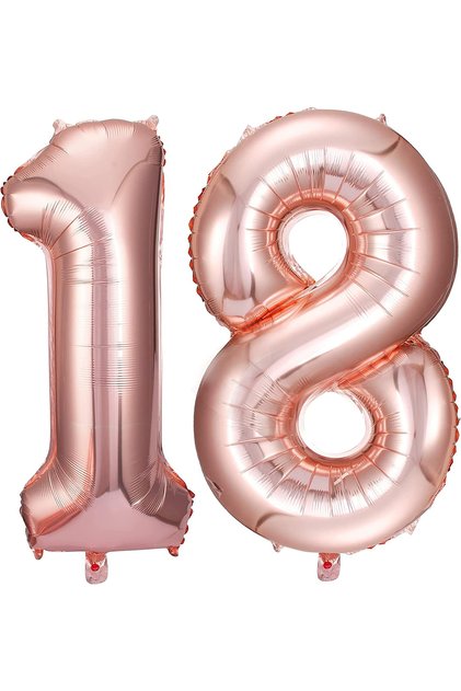 18. Age Birthday Foil Balloon Set Gold Rose 100 cm