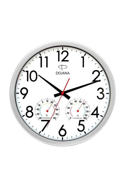 ساعة حائط تناظرية فضية بيضاء