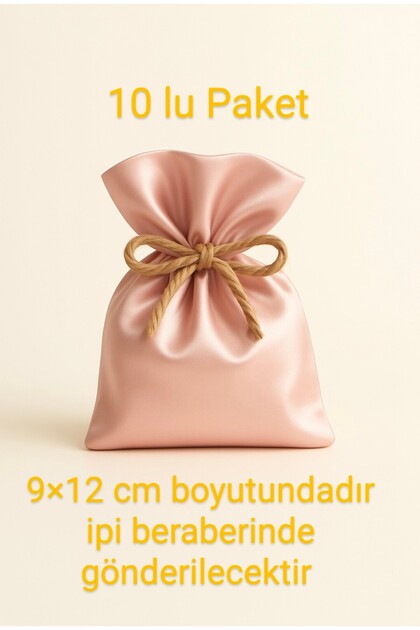SATEN PUDRA RENK BEZ KESE 9×12 CM 10LU PAKET DÜĞÜN,NİŞAN TAKI,LAVANTA,KURUYEMİŞ BEZ POŞET