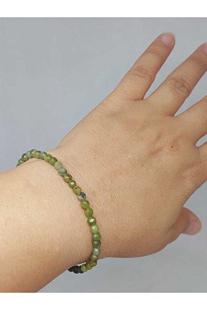 Peridot (Zebercet) Taşı Faset Kesim Bileklik 4mm (51652)