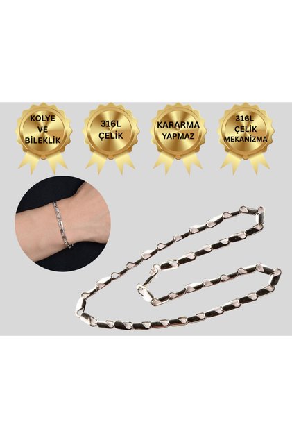 Steel Parrot Chain Men's Necklace and Bracelet Set Tarnish-Free Steel Necklace Steel Chain Necklace