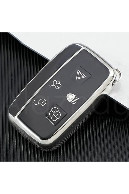 Land Rover Compatible Range Rover, Sport, Evoque, Discovery, Freelander, Glossy Tpu Key Case Cover (Silver)