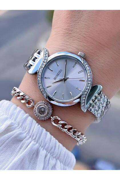 Steel Cord 2 Years Warranty 30 Mt Water Resistant Women Wrist Watch+Bracelet Hm.B60S01.1