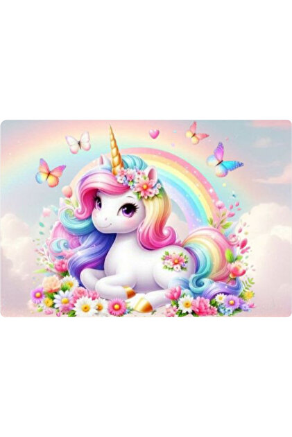 BatıDoğu Unicorn Dikdörtgen Pasta Yenilebilir Resim Baskı 28*19 cm