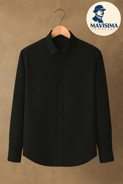 Men's Black Long Sleeve Loose Shirt | Comfortable Fit – Stylish Look – Suitable for Daily Use & Office