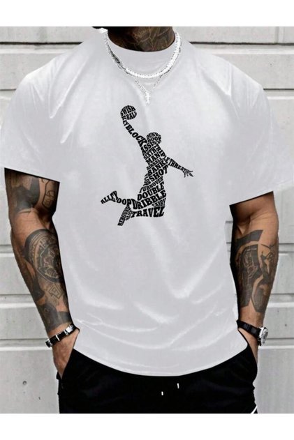 Unisex White Dunk Basketball Printed Oversized Tshirt
