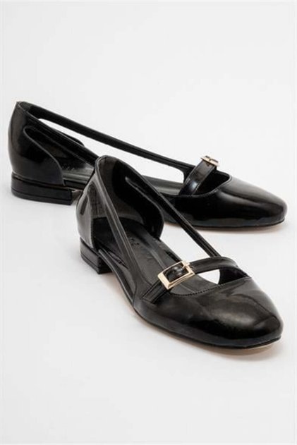 Women's Mln Black Patent Leather Ballerinas