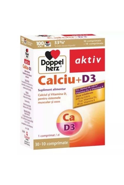 Calcium + D3, 30 + 10 comprimate ,Doppelherz