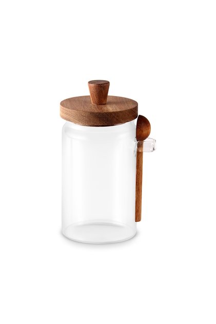 Mova Acacia Glass Storage Container with Spoon 730 ml