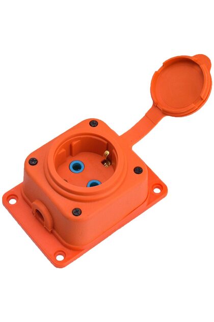PRIZA APLICATA 1x16A CAUCIUC/CAPAC IP44 ORANGE