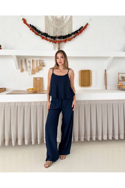 Women's Thin Strap Blouse Pants Suit