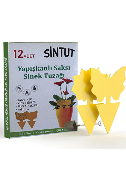 Sintut 12 adet Saksı Tipi Yapışkanlı Sinek tuzağı, UV Işığı ve