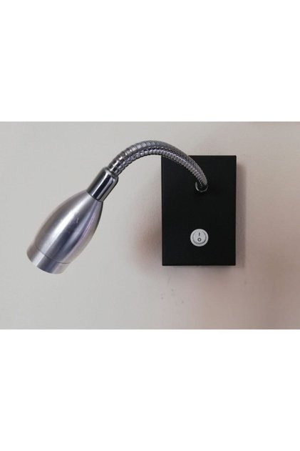 Black Bedside Reading Lamp Sconce Spiral Black Color 3W Chrome Color Spiral. (9-30 Volts)