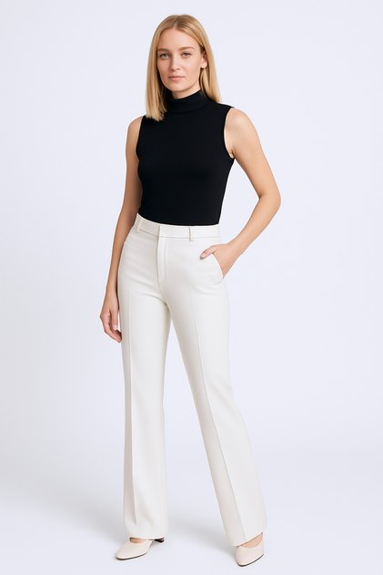 Women's Plus Size Turtleneck Sleeveless Lycra Combed Cotton Badi - Black