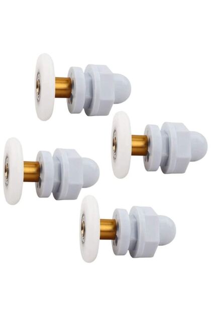 Set 4 role pentru cabină de duș, Plastic/Cupru, 42 x 23 mm, Alb/Auriu