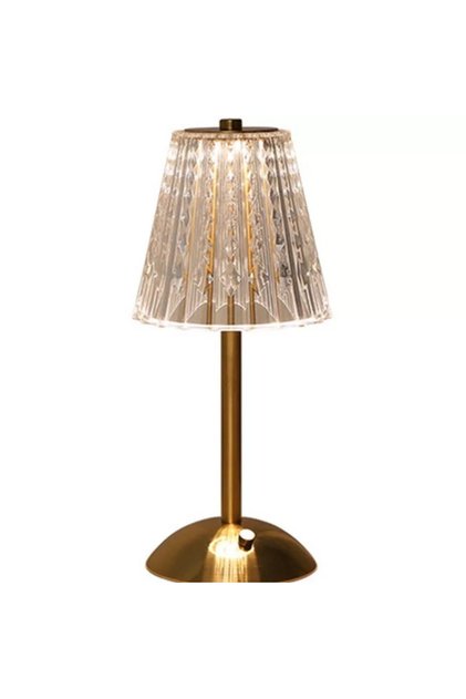 Lampa de masa din cristal acrilic, tactila, reincarcabila, trei temperaturi de culoare auriu