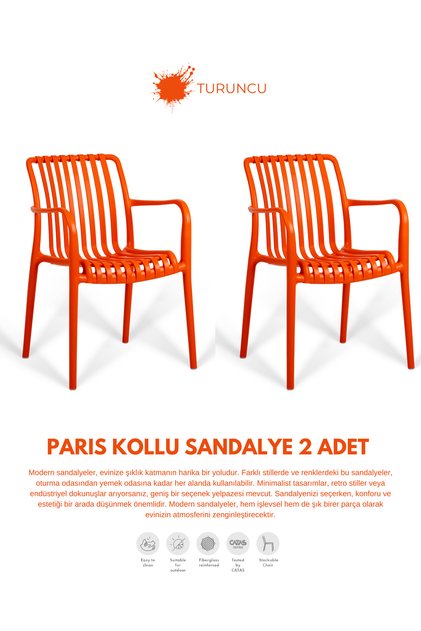 PARİS | 2 ADET KOLLU LUX CAFE & RESTAURANT SANDALYESİ