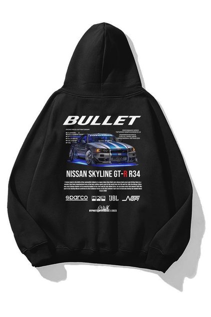 Unisex Bullet Fast and Furious Sweatshirt Siyah