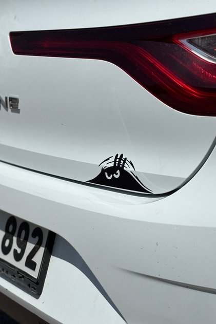 Man Looking Out of Trunk for Car Tailgate Black Color Sticker Sticker (15cm)
