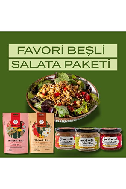 Favori Beşli Salata Paketi | Fermante Salata Miks Karma | Filizlendirilmiş Çıtır İkili | 5'li Paket