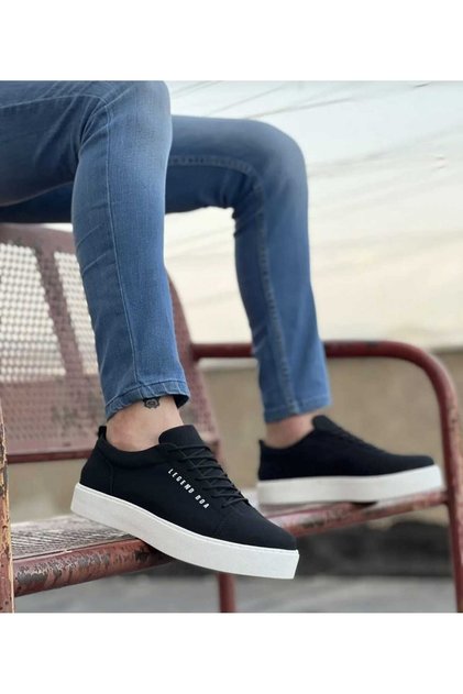 Men's Lace-Up Skin Leather Classic Shoes Casual Sports Stylish Flat Sole Comfortable Sneaker