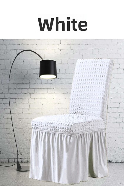 6 Pieces of Crinkled Chair Cover . Washable Chair Covers with Stretch Fabric Waistband and Lycra Skirt.