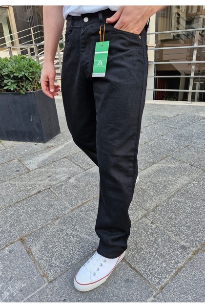 Men's Black Baggy Fit Relaxed Cut Lycra-Free 100% Cotton Jeans