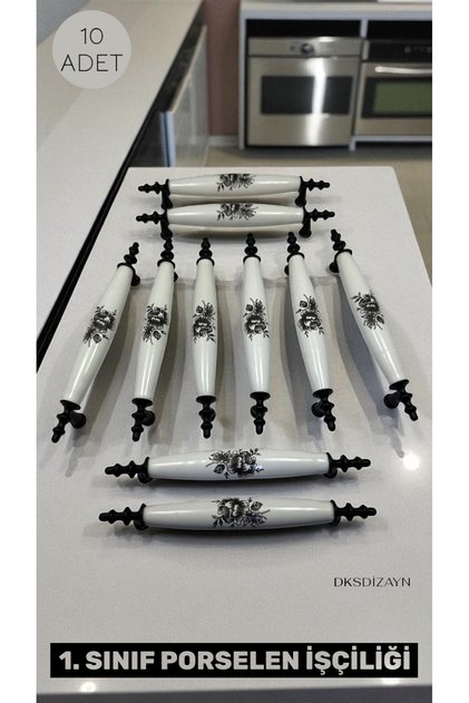 10 Pieces - 96 mm - 1St Grade Porcelain Handle Black Furniture Drawer Kitchen Cabinet Handle Lifetime