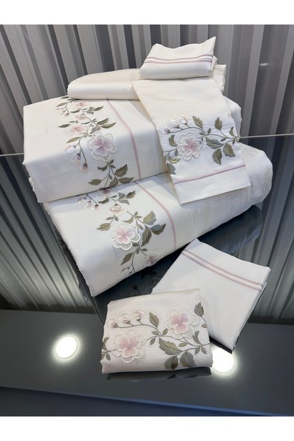 100% Cotton Satin Embroidered / Bedspread and Duvet Cover Set - Double Size / 7 Pieces* Elegance