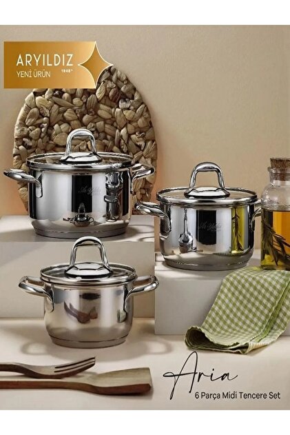 Aryıldız Aria 6 Parça Midi Çelik Tencere Seti - Fiyatı, Yorumları