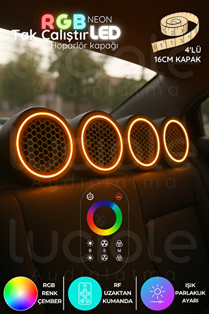 luciole RGB Neon LED Hoparlör Kapağı Seti – 4'lü 16cm | RF