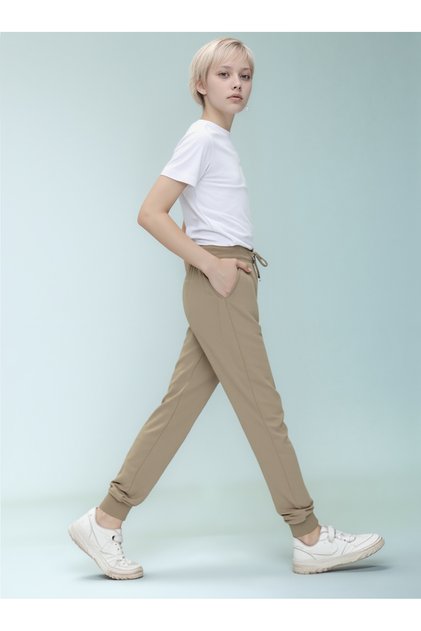 Girls' School Pants with Elastic Waist and Legs