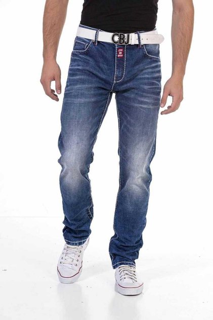 Cd704 Regular Labelled Blue Jeans