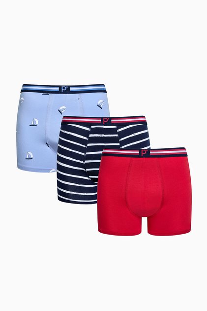 Men's Blue Sailor 3-Piece Multicolor Boxers