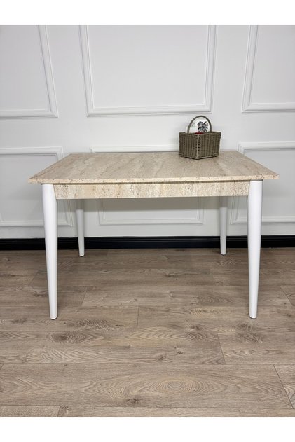 Mutfak Masası MDF Sabit 70X110 Yemek Masası Mermer Desen Traverten MDF Çalışma Masası Balkon Masası