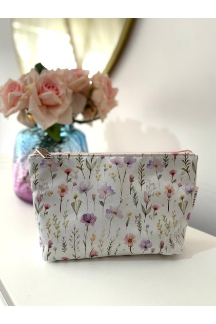 Pastel Floral Pattern Makeup Bag
