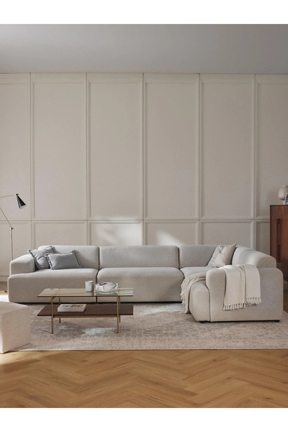 Molly 4 Modül Köşe Koltuk, Sağ Köşe, Kırık Beyaz, Keten 290x210 cm