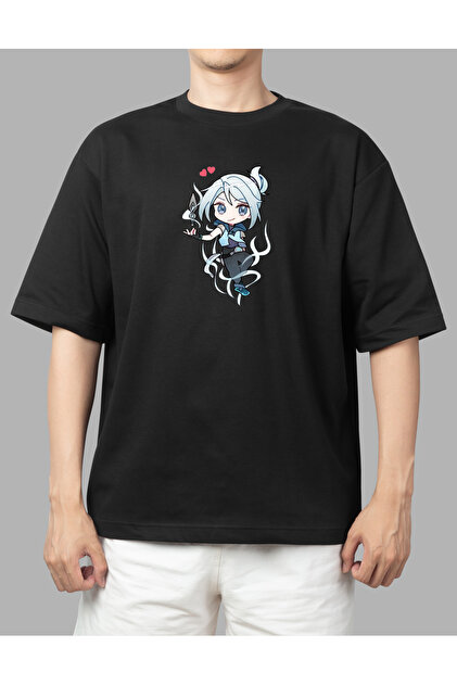 ZAFFİEL Unisex Valorant Jett animasyon Baskılı Oversize T-Shirt