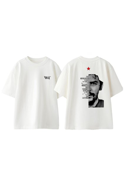 Che Guevara 4 Design Back Printed Cotton White Oversize T-Shirt